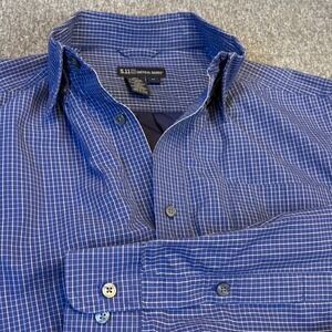 5.11‎ Tactical Series Men's Blue Plaid Long Sleeve Snap Button Down Shirt Medium